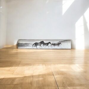 Long Horse Wall Art | Black & White Western Farmhouse Decor | 36” x 6”